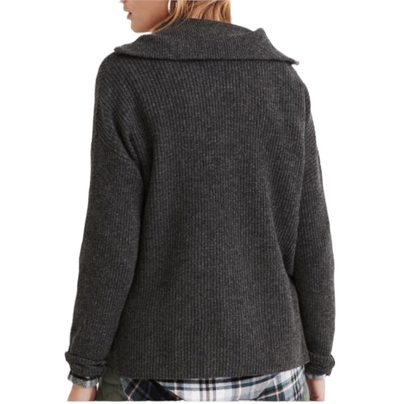 NWT Madewell Merino Wool Half Zip Ribbed Knit Sweater w/Pockets Size S - Picture 2 of 15